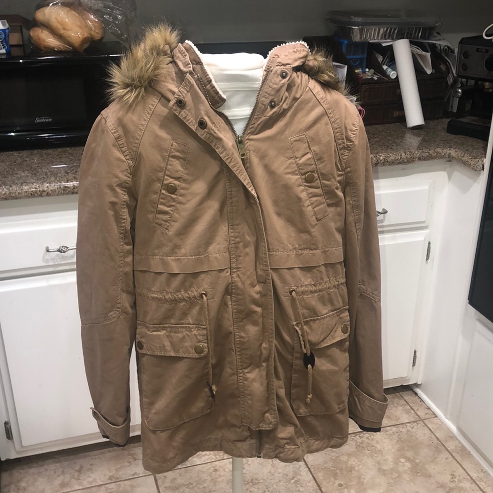 Brown Winter Coat with fur inside - small size